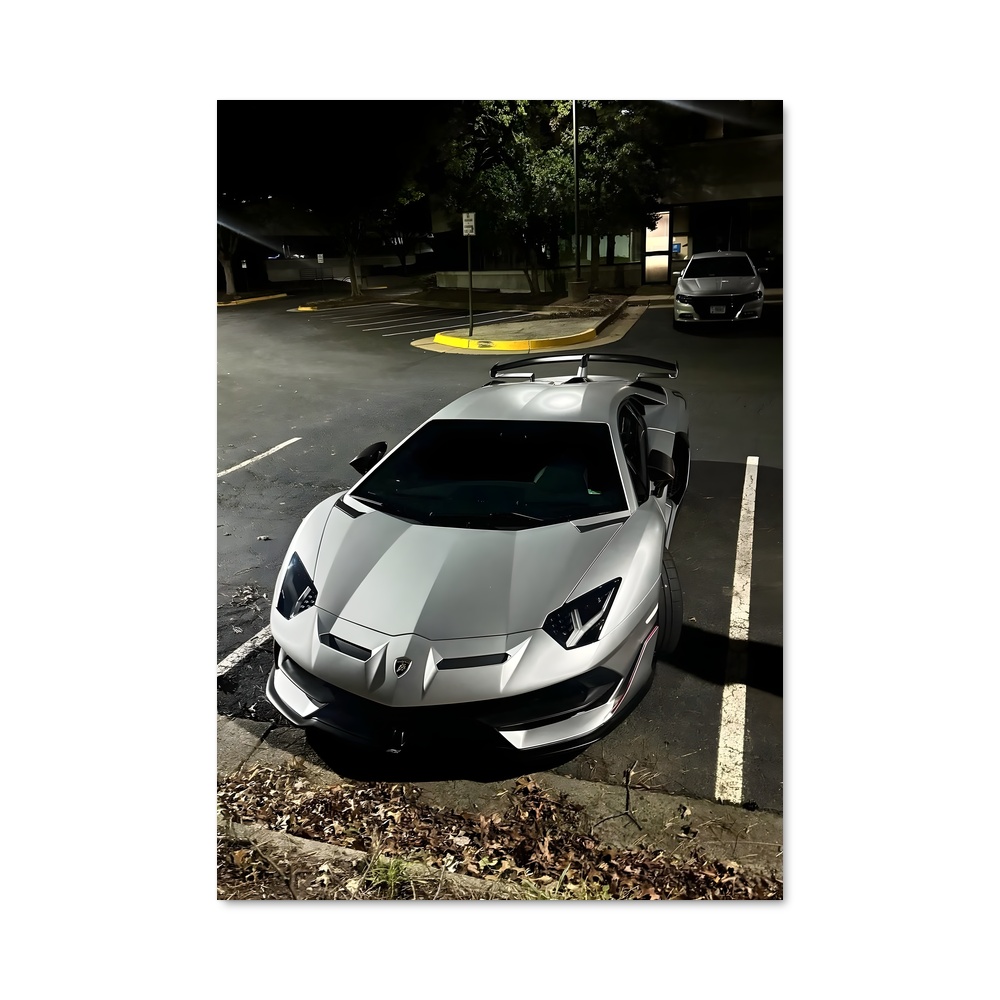 Poster Aventador svj argenté – affiche Lamborghini